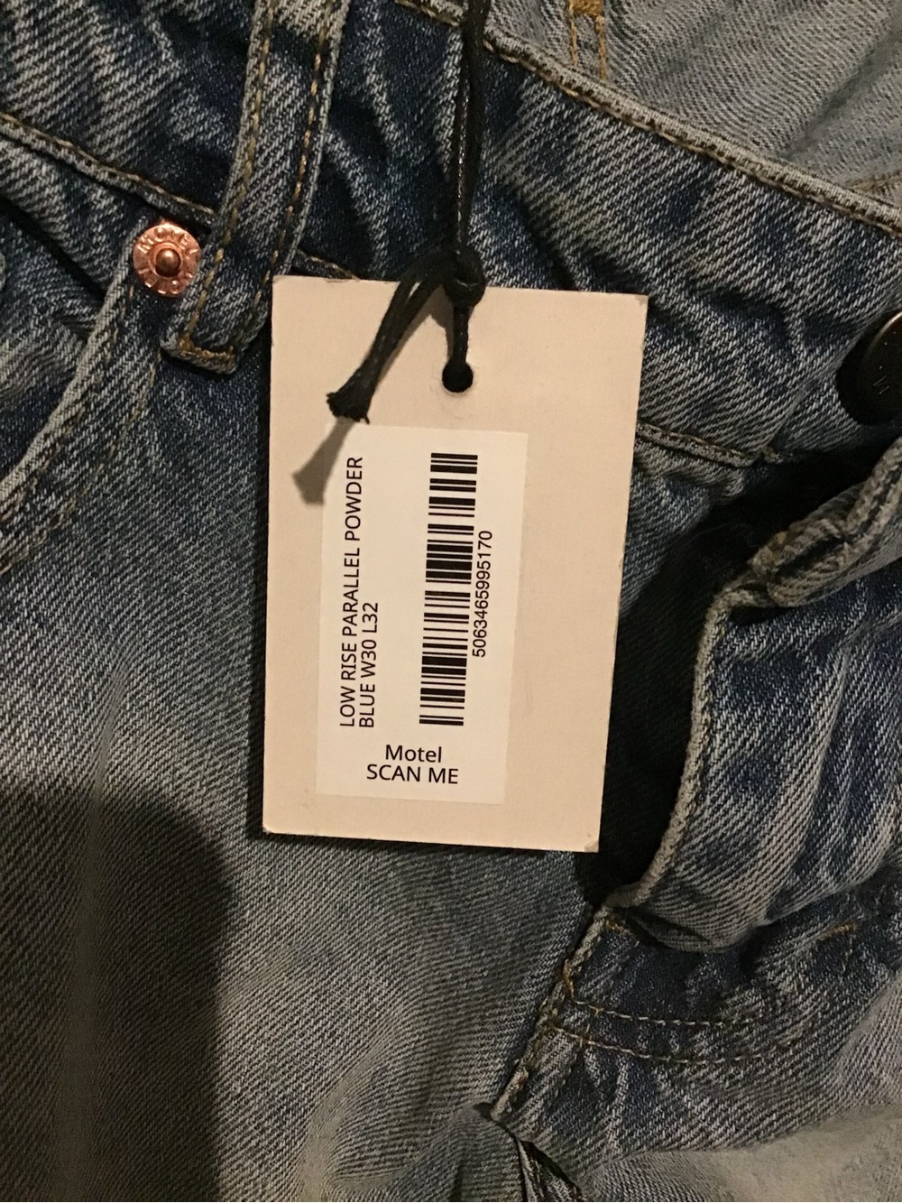 Motel Rocks Light Blue Low Rise Jeans - Picture 3 of 5